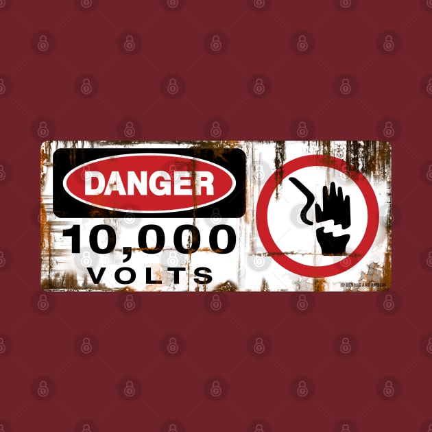 Danger! 10,000 Volts - Park Electric Fence Sign by Jurassic Merch