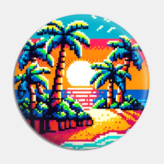 Pixel Palms: Tropical Serenity Pin by Pixel Punkster