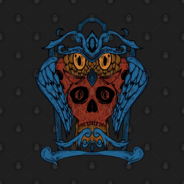 horror owl skull art by Wellfate