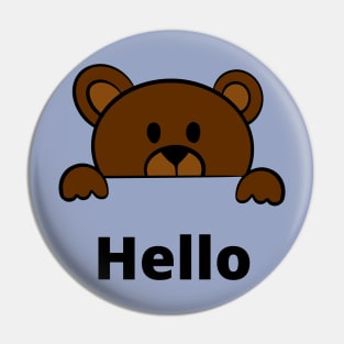 Cute hello Bear Brown Pin