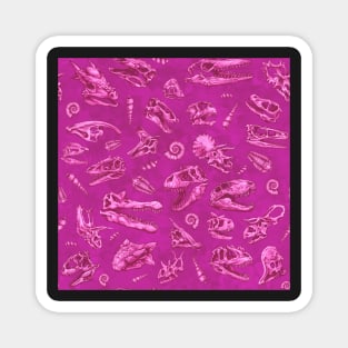 Dinosaur skull sketch tiled pattern pink girls Magnet