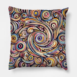 Psychedelic looking abstract illustration of geometric swirls Pillow