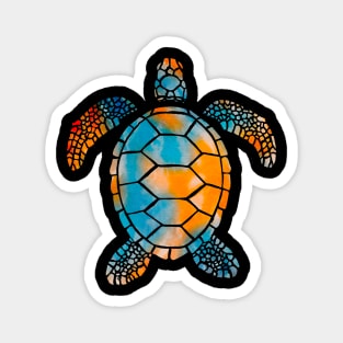 Orange and Blue Watercolor Sea Turtle Magnet