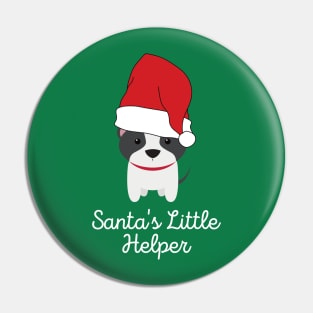 Santa's Little Helper,  Cute Christmas Puppy in Santa Hat, Christmas Dog, Pin