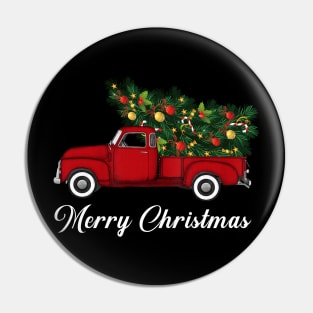 Merry Christmas Retro Vintage Red Truck Pin