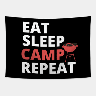 Eat Sleep Camp Repeat Tapestry