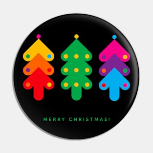 Merry Christmas with colorful Christmas trees, version three Pin