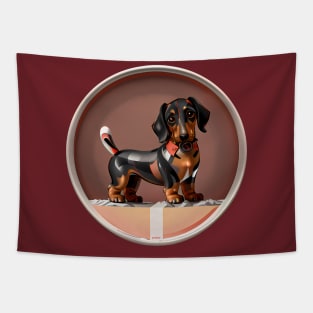 Cute Geometric Dachshund Tapestry