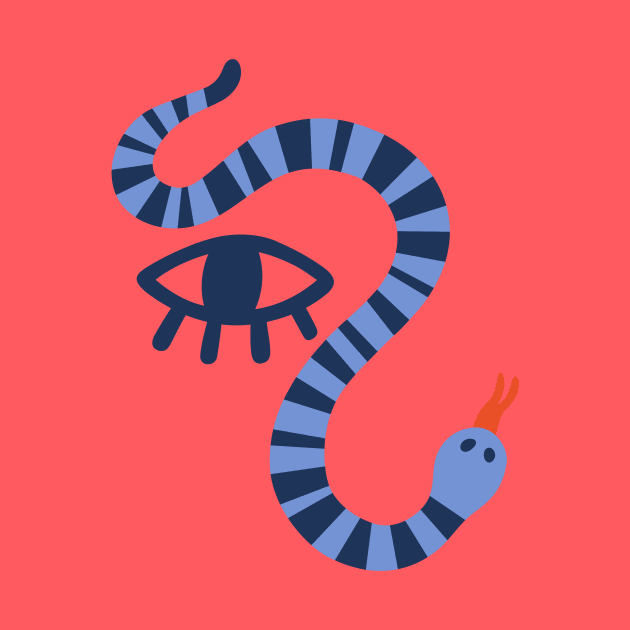 Cute Snake Eye Matisse Style Art by Royal Tings