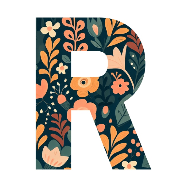 Whimsical Floral Letter R by BotanicalWoe