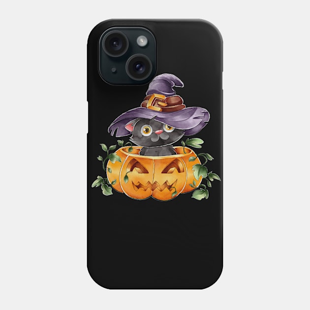 Halloween black cat Phone Case by Rosomyat