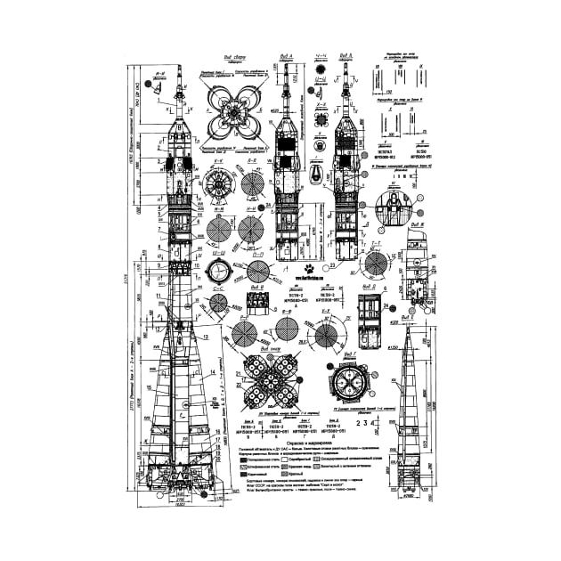 Soyez Rocket Blueprint Black by Auto-Prints