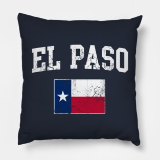 El Paso Texas Flag Texan Vintage Fade Pillow