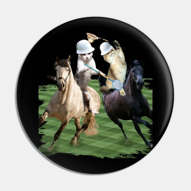 Cat Playing Polo Cats Riding Horse Funny Pin by Random Galaxy