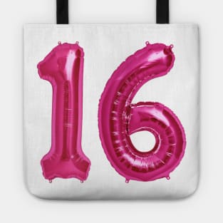 Hot Pink 16th Birthday Metallic Helium Balloons Numbers Tote