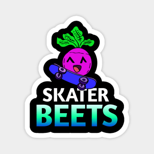 Skater Beets - Kawaii Beets - Cute Veggies - Graphic Vector Clipart Magnet