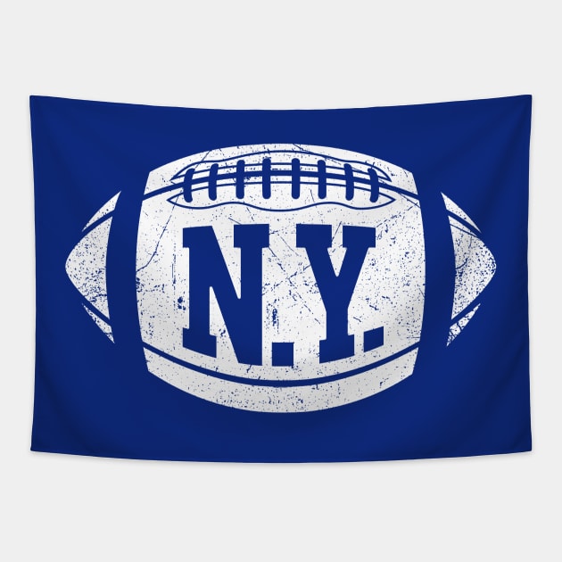 NY Retro Football - Blue Tapestry by KFig21