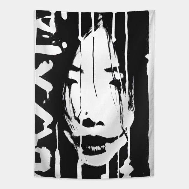 Kuchisake Onna Japanese Horror Tapestry by Ravenglow