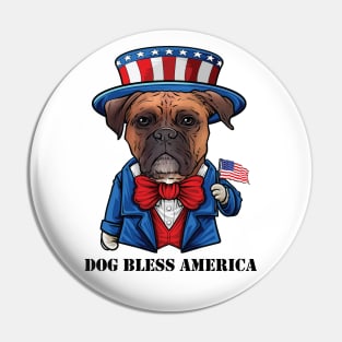 Boxer Dog Bless America Pin