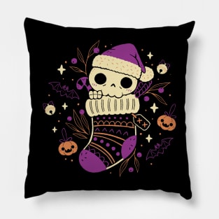 Cute Christmas Stocking Skull Pillow