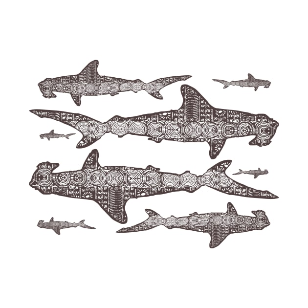 Surf Hammerhead Sharks Internal Hawaiian Pattern by pelagio