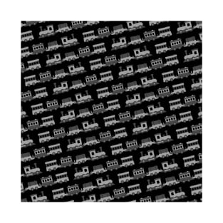 Railfan Wooden Train Black and Gray Pattern T-Shirt