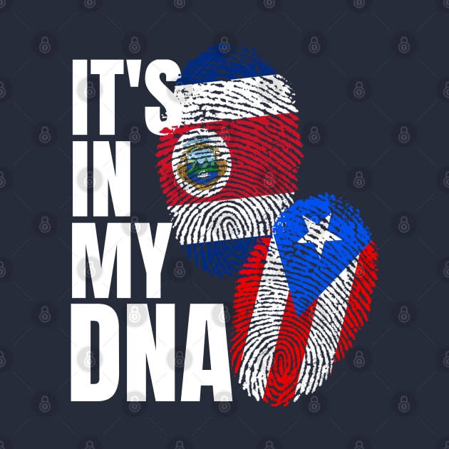 Costa Rican And Puerto Rican DNA Flag Heritage Gift by Just Rep It!!