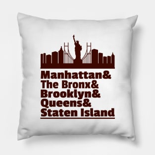 'Five Boroughs of New York City' New York City Gift Pillow