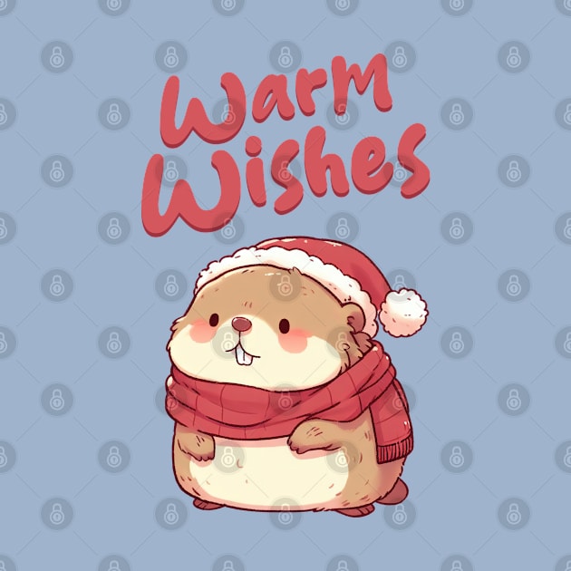 Warm Wishes Christmas Marmot by Takeda_Art