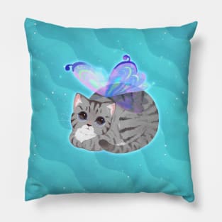 Grey Tabby Fairy Cat Pillow