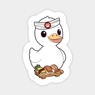 Funny white duck is a sushi chef Magnet