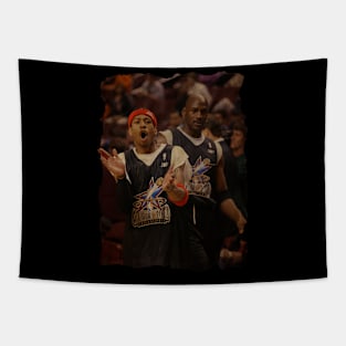 Allen Iverson and Michael Jordan, in NBA All-Star Practice Tapestry