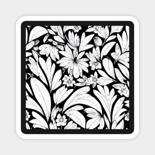 Vintage Floral Cottagecore  Romantic Flower Peony Rose Design Black and White Magnet