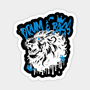 DRUM AND BASS  - Stenciled Lion (white/blue) Magnet