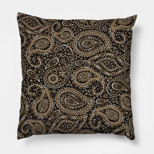 Pretty Gold Bohemian Art Paisley Gradient Beige and Brown Design. Pillow