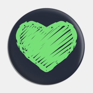 Pastel Green Heart Chalkboard Doodle Pin