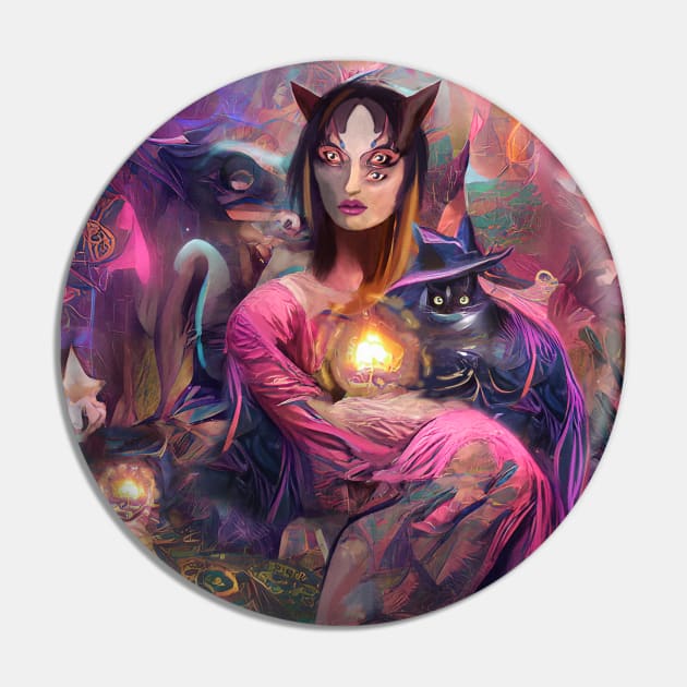 Psychedelic woman with a cat♥ Pin by Komataguri