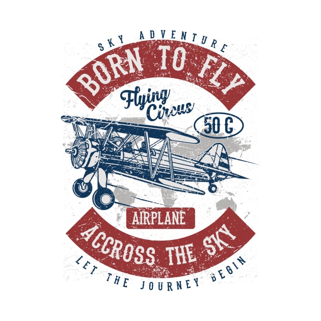 Born To Fly Biplane Pilot Vintage by Hariolf´s Mega Store