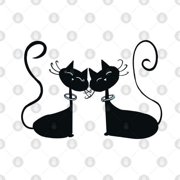 Cosmic Cats in Love (Black) by TheCoatesCloset