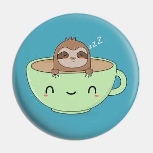 Cute Cartoon Coffee Sloth Pin