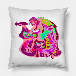 tortoise gamera beast kaiju in ecopop mexican patterns arts Pillow