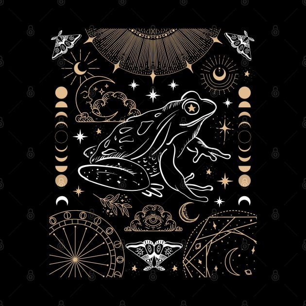 Witchy Frog Under Moon Phases,  Dark Academia Magician, Cottagecore Fairy Magic by Ministry Of Frogs