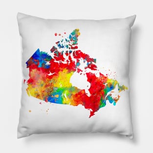 Canada Watercolor Map Painting Pillow