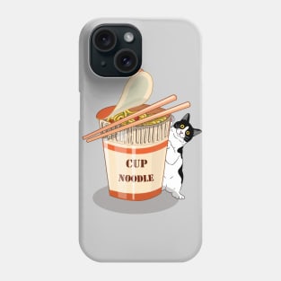 Funny Crazy Foodie Food Lover Instant Noodle Cup Ramen Peeking  Cat Phone Case