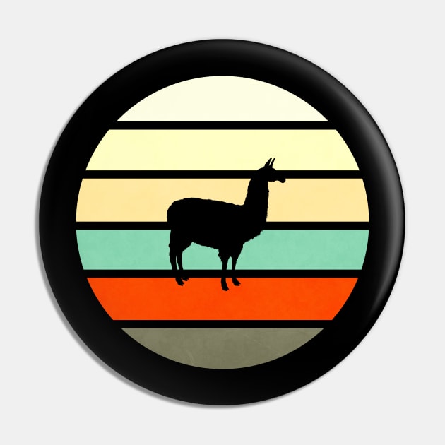 Retro Vintage Style Sun Set Llama Silhouette Pin by TeeClub