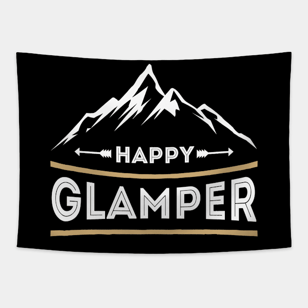 Happy Glamper - Glamping Funny Travel Summer Camping Tapestry by FabulousDesigns