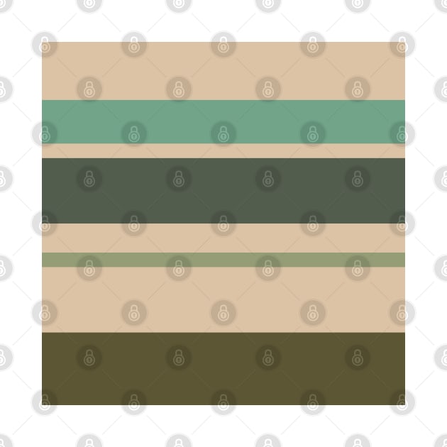 A lovely harmonization of Camo Green, Beige, Grey/Green, Greyish Teal and Ebony stripes. by Sociable Stripes