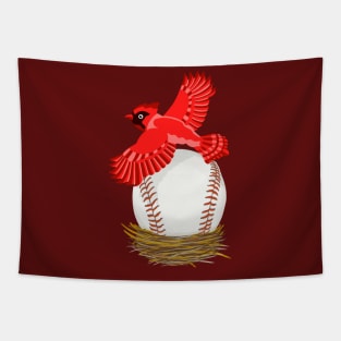 Play Ball! Cardinal Baseball Egg in Nest Tapestry