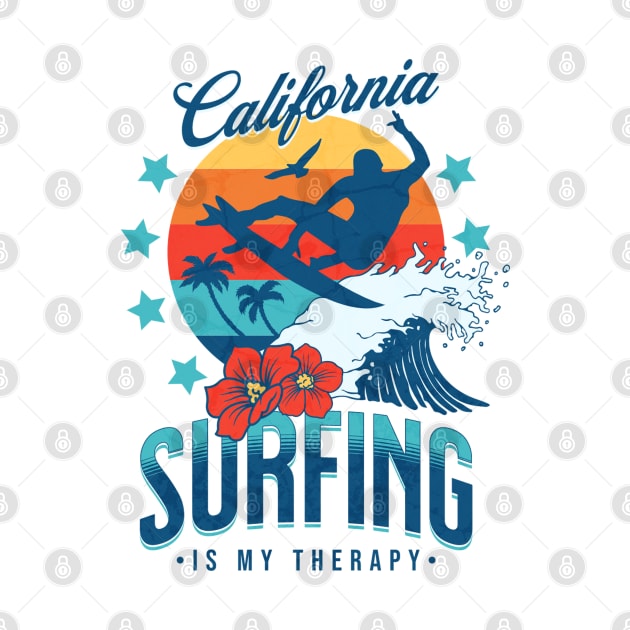 Surfing is my Therapy - Vintage Surf by ZimBom Designer