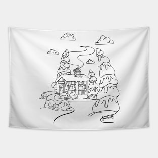 Christmas Log Cabin WinterScene Printable Coloring Tapestry